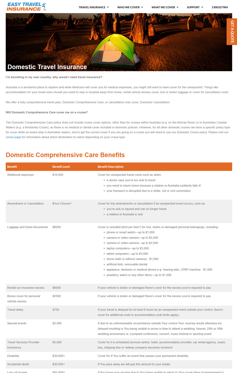 Domesti Insurance Firm page