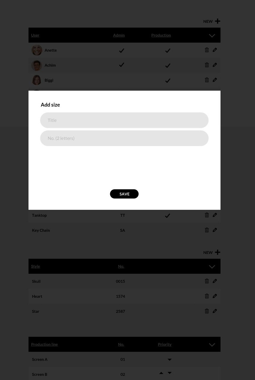 Add Size from admin console