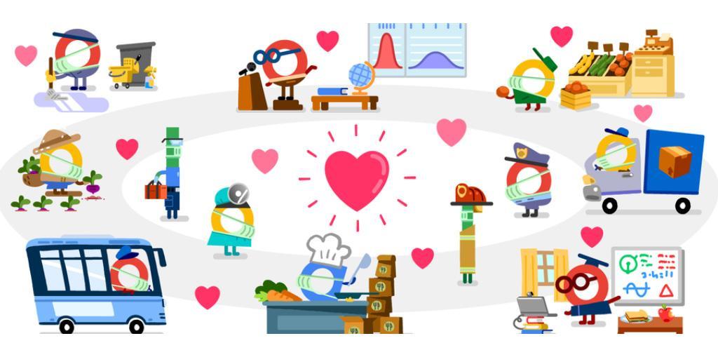 Google says: Thank you to coronavirus helpers via Doodle